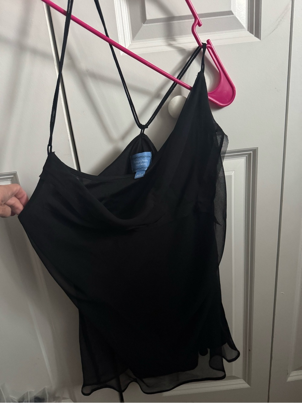 🌟 4 for $20 Sale!! 
Simply Vera Vera Wang Side Shoulder Black Chiffon Cowl Neck